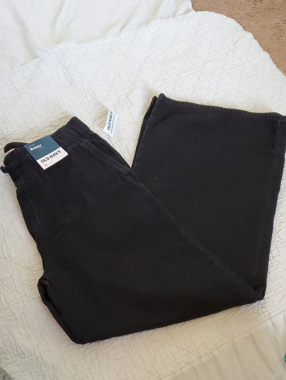 Old Navy Black Elastic-Waist High Rise Baggy Pants